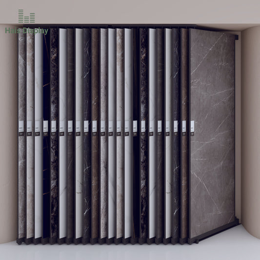 Présentoir de tuiles coulissantes dorées