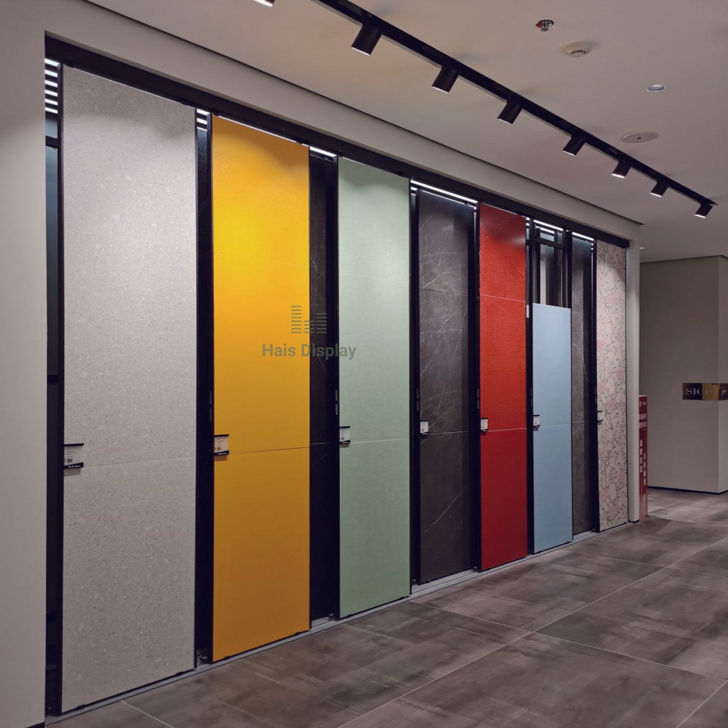 Présentoir coulissant pour carreaux de céramique pour salle d'exposition