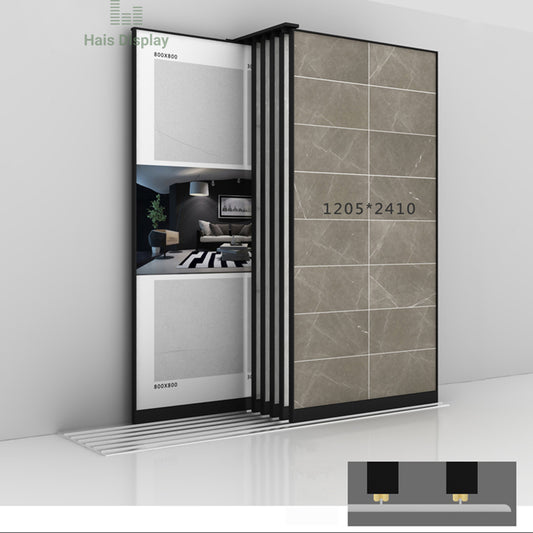 Présentoir à carreaux coulissant pour salles d'exposition - M-01