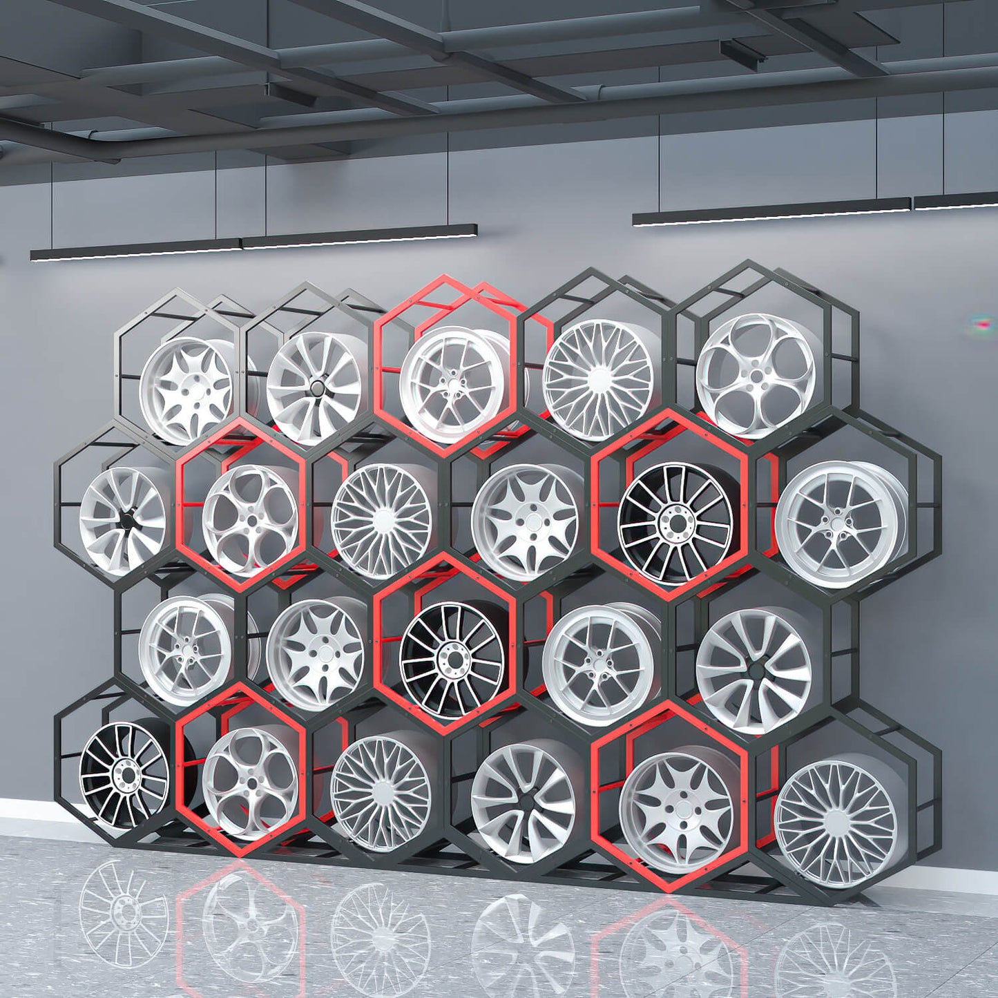 Présentoir à carreaux en céramique avec roulettes