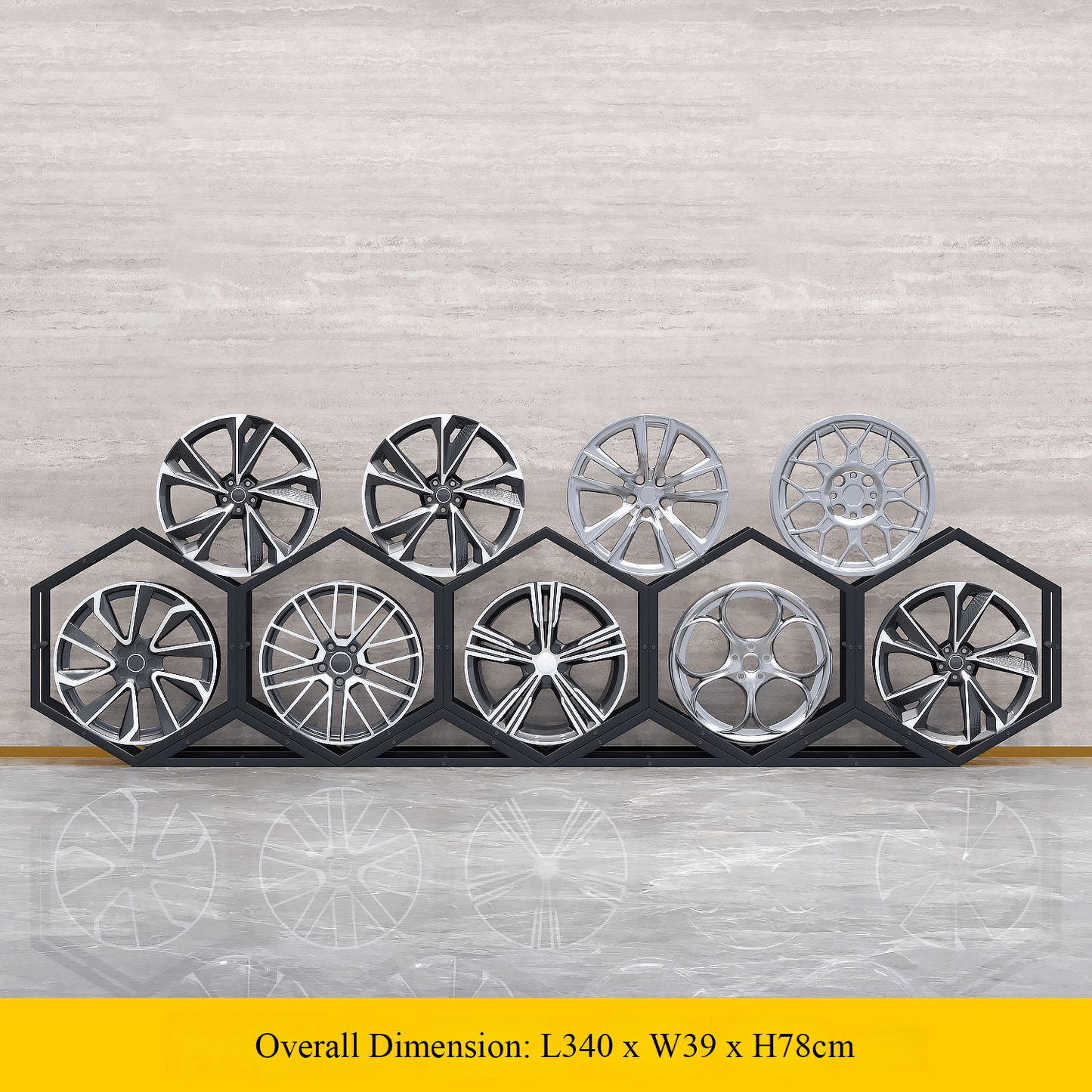 Présentoir à carreaux en céramique avec roulettes