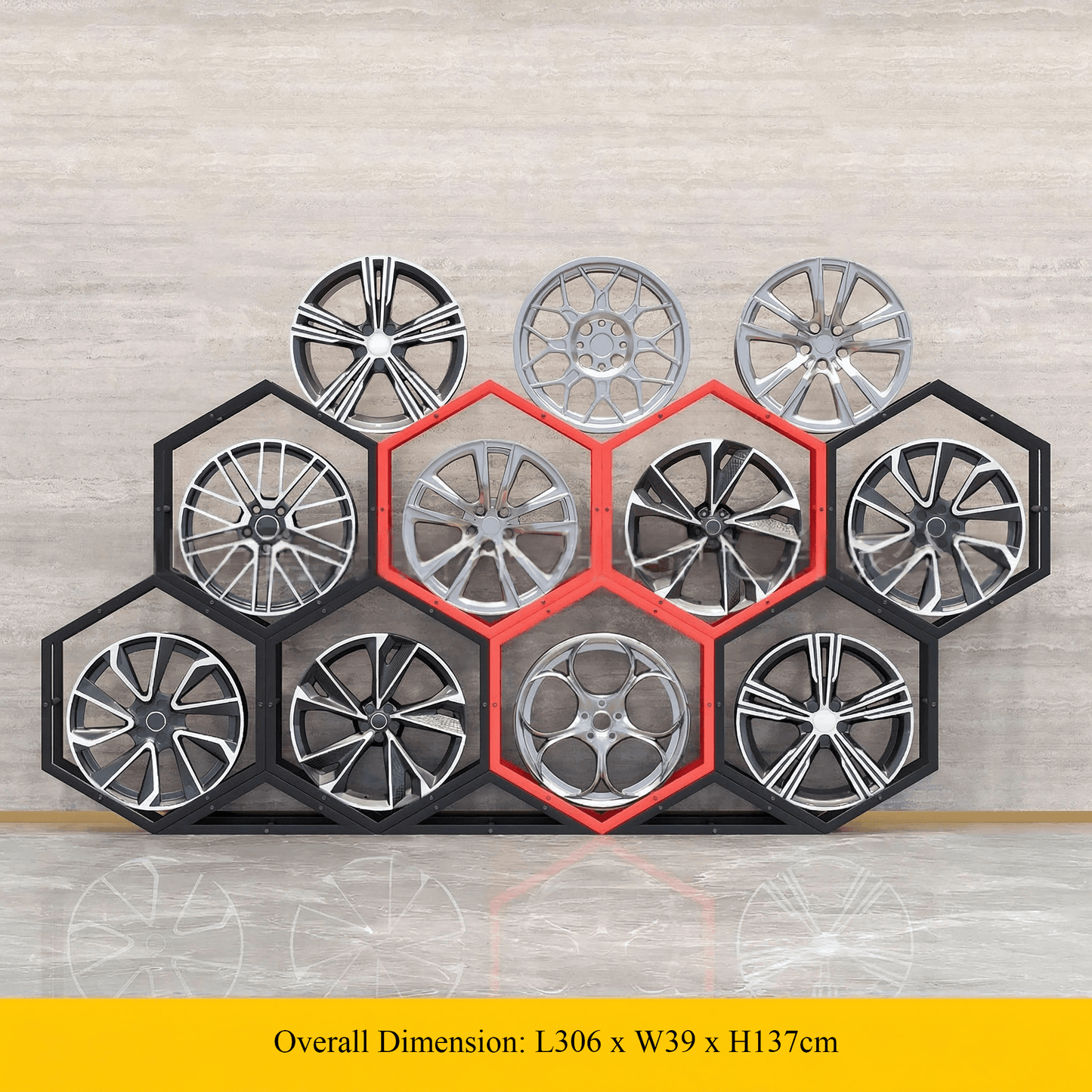 Présentoir à carreaux en céramique avec roulettes