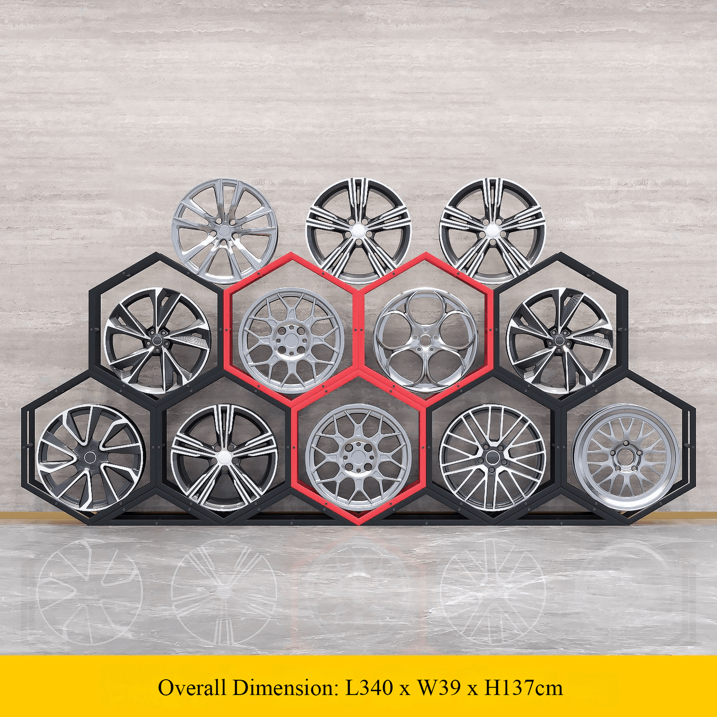 Présentoir à carreaux en céramique avec roulettes