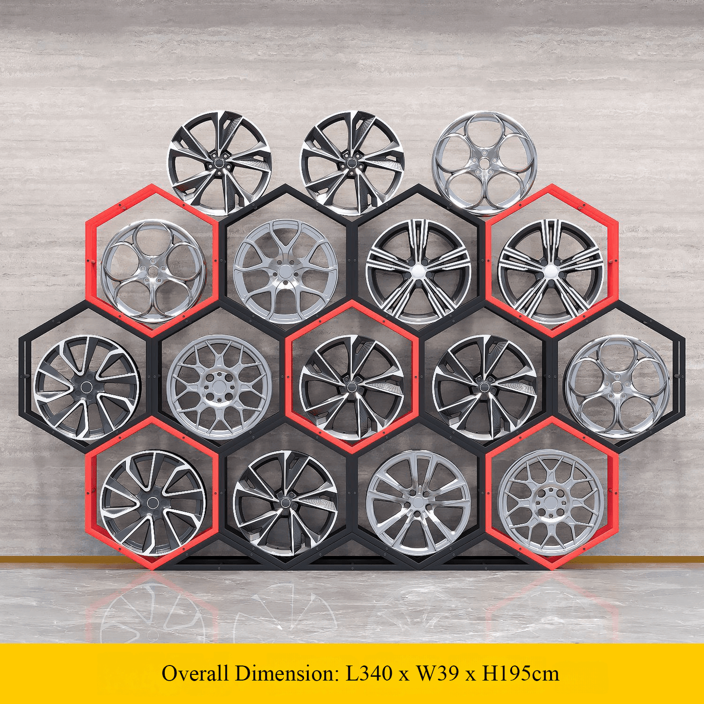 Présentoir à carreaux en céramique avec roulettes