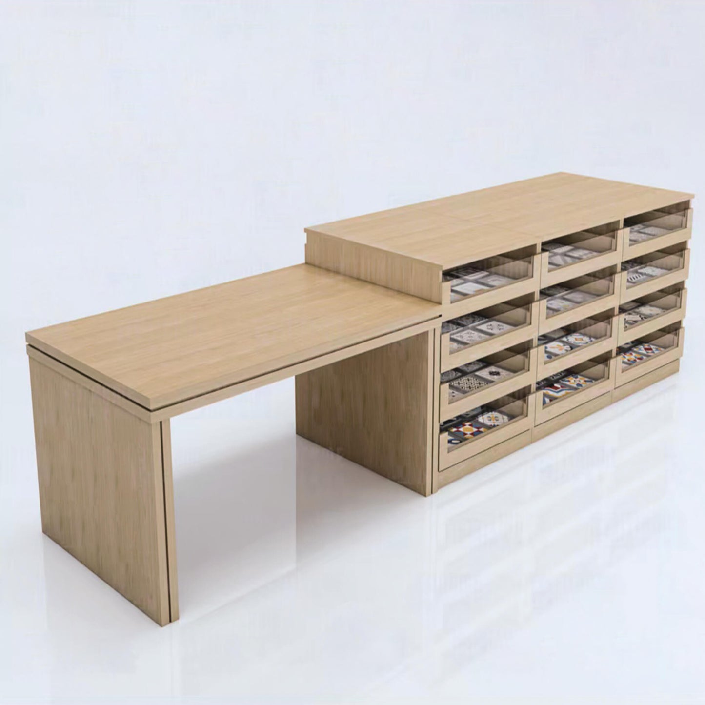 Tile Laminated Center Island Cabinet - D43