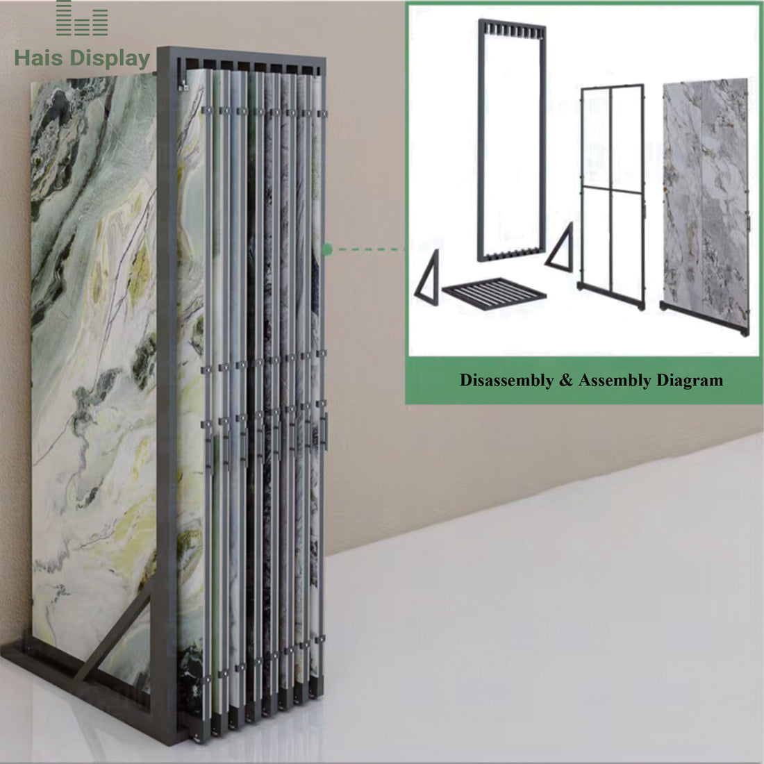 Knock-Down Sliding Tile Display Rack | Pull-Out Stone Slab Display ...