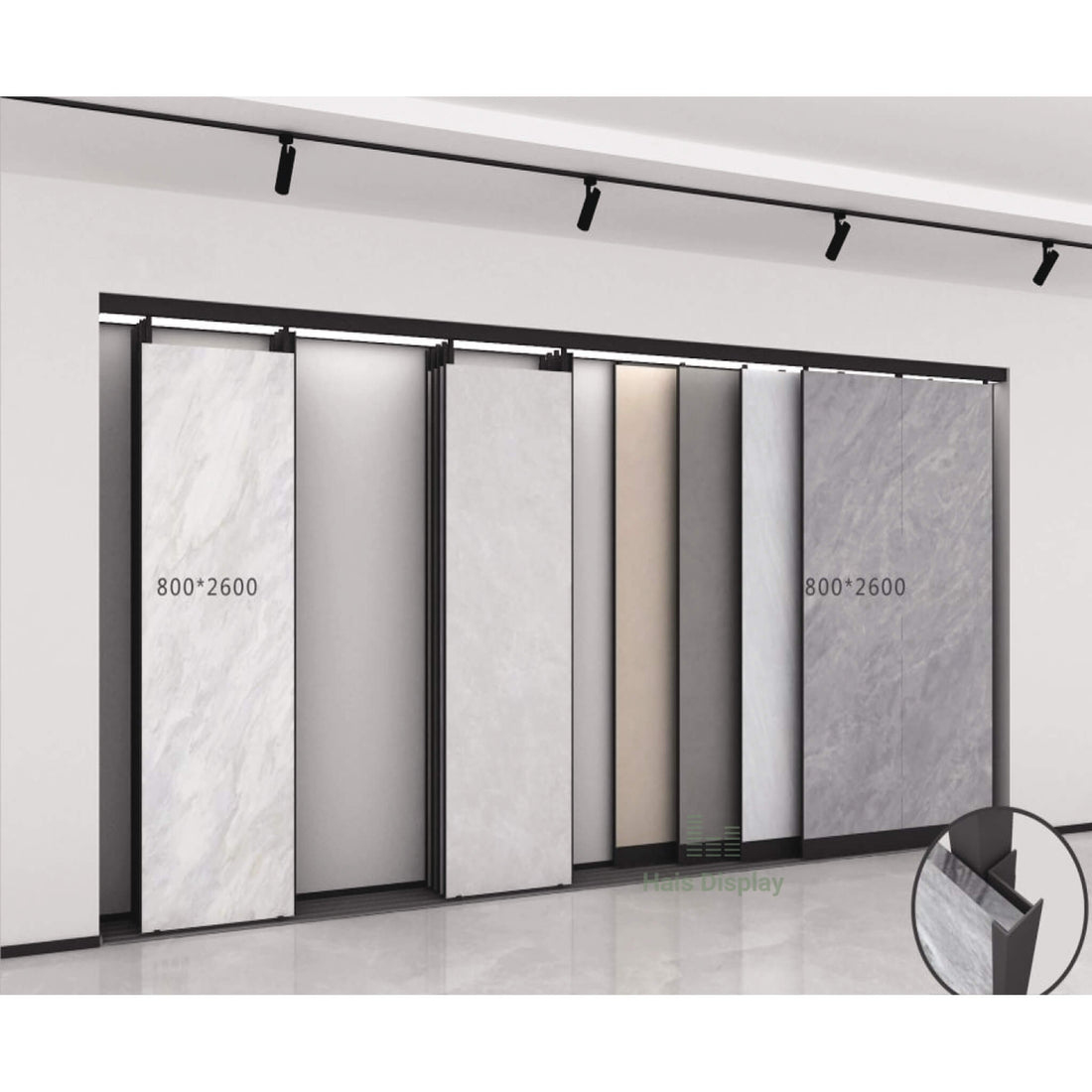 Premium Full-Height Sliding Tile Displays | Large Format Slab Display ...