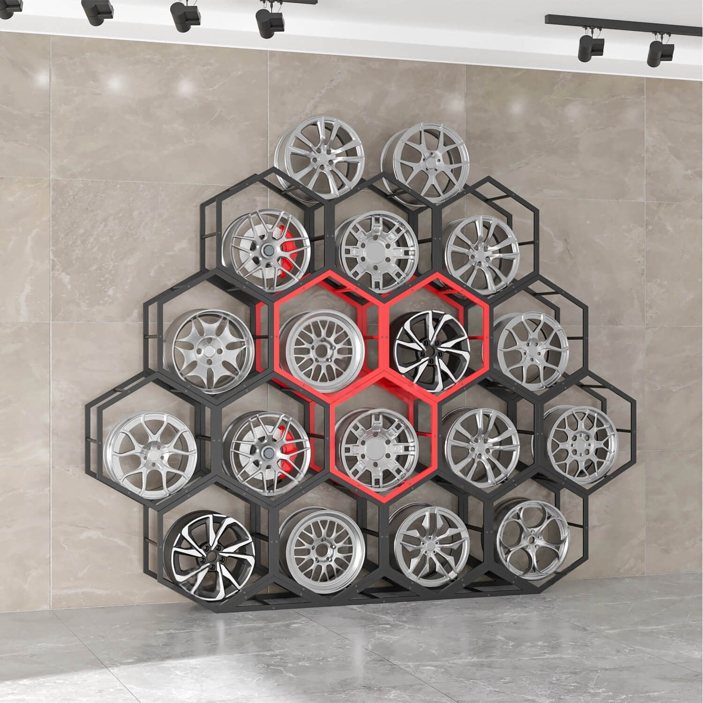 Présentoir à carreaux en céramique avec roulettes