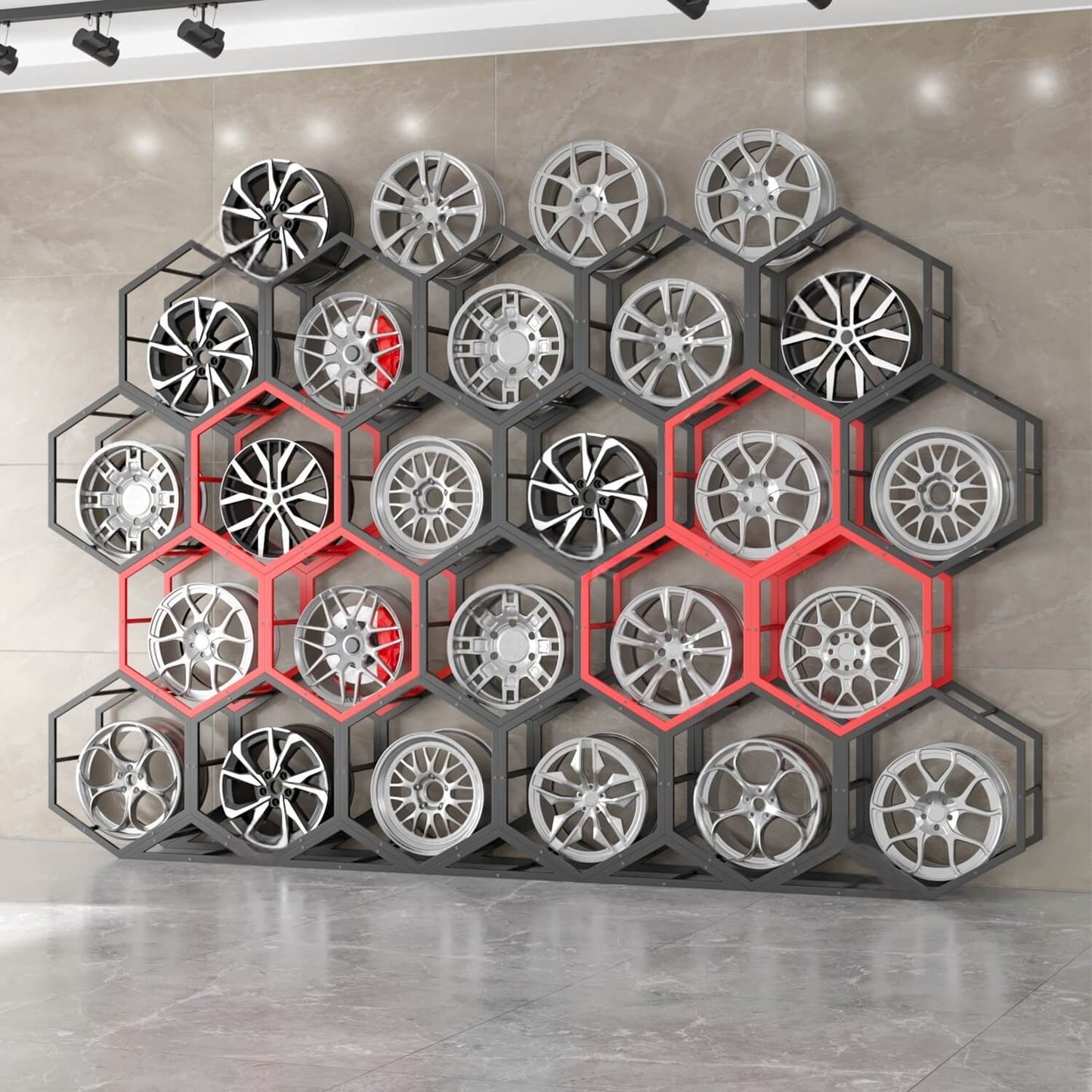 Présentoir à carreaux en céramique avec roulettes