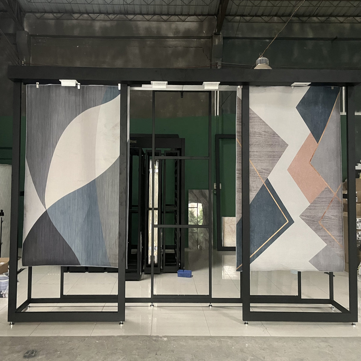 Integrated Rug System Sliding Rug Display System | Premium Area Rug Display Stands & Showroom ...