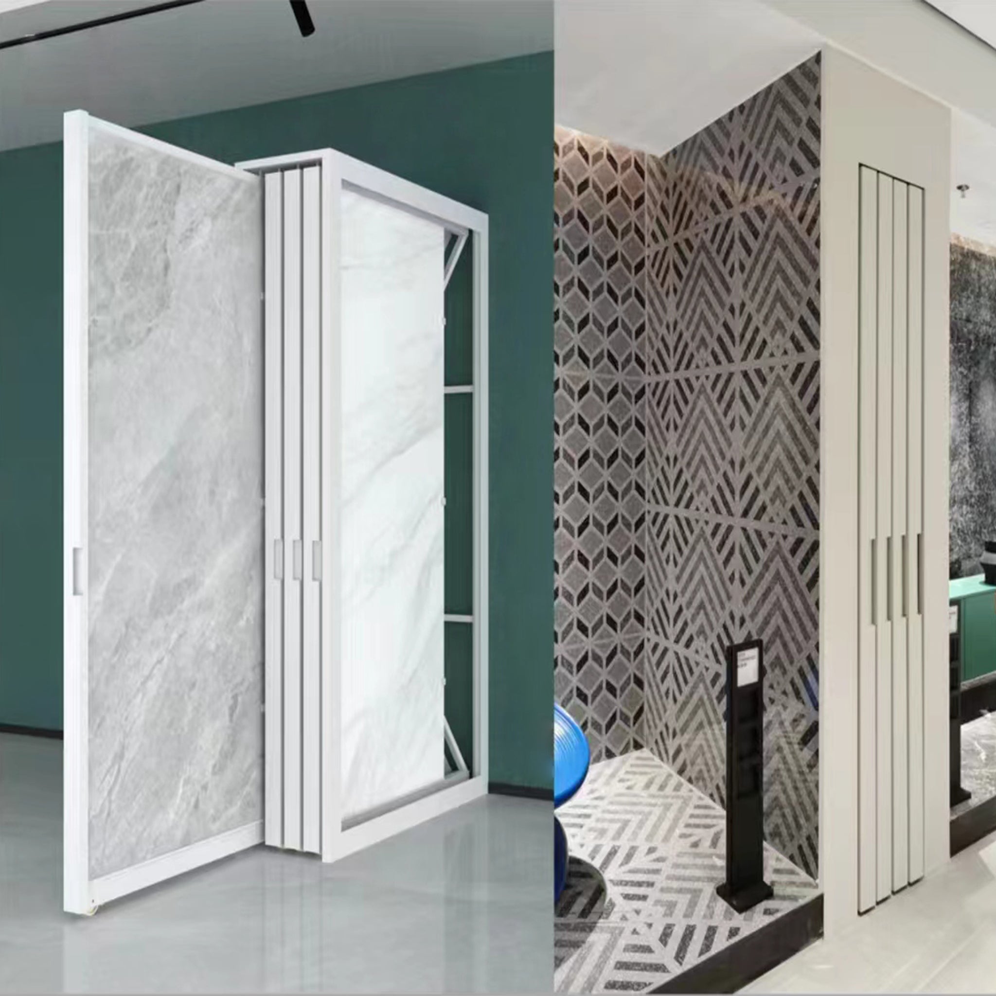 Sliding Tilee Display Rack Stand Built-in Sliding Tile Display Stand For Showroom - Haisdisplay.com