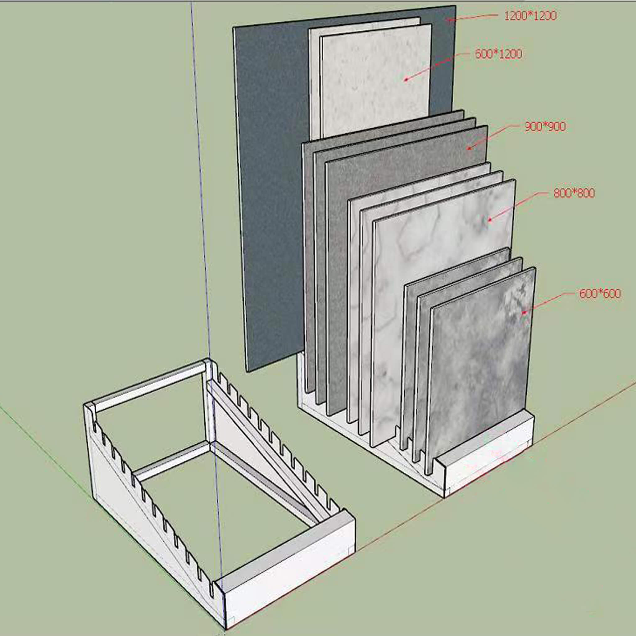 thumbnail image 2 of Jeracino 10-tier Tile Sample Display Stand, Standing Slotted Flooring Display Shelf, Wooden Floor Holder And Plate Storage Rack In Exhibition Halls 2 of 13