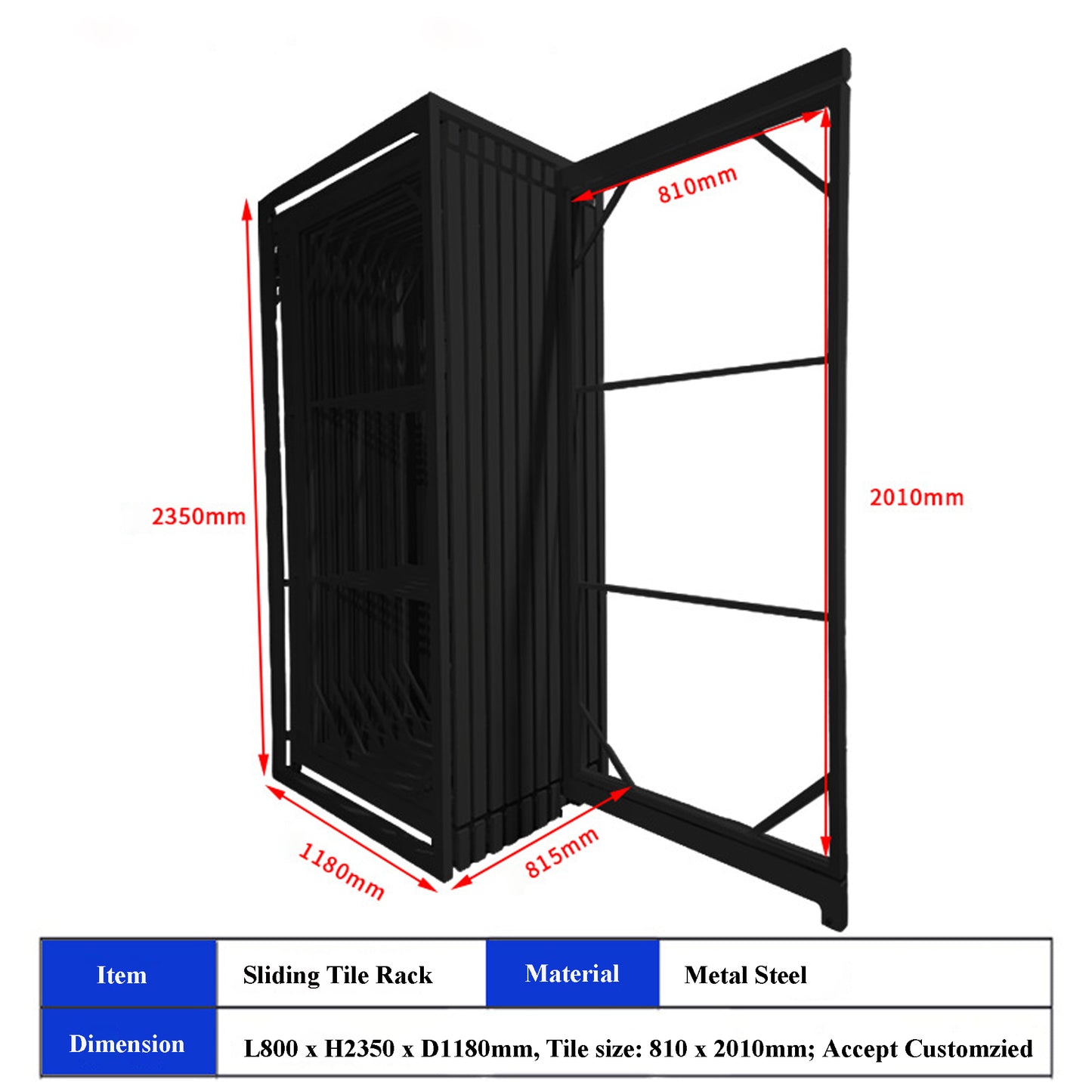 Pull-Push Sliding Ceramic Display Rack Stand for Tile Showroom